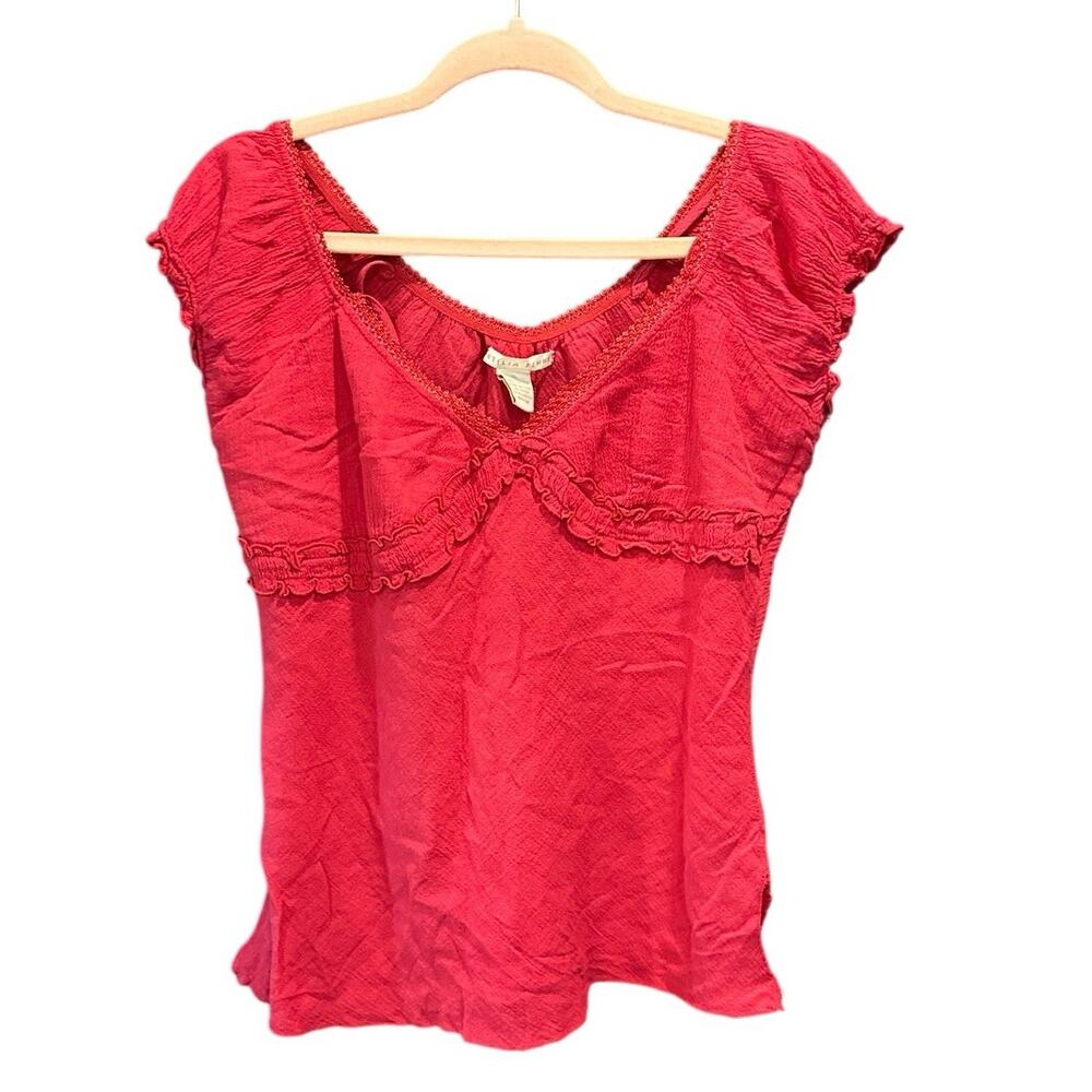 Y2K Vintage Antilia Femme Red Boho Cotton Babydoll Fairy Sleeveless Top XL - Picture 2 of 9